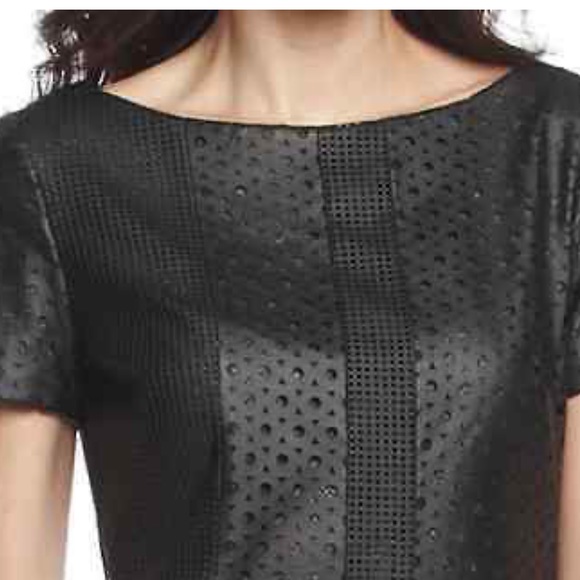 (Sizes 8,10) Perforated Black Faux Leather Dress - Picture 5 of 13